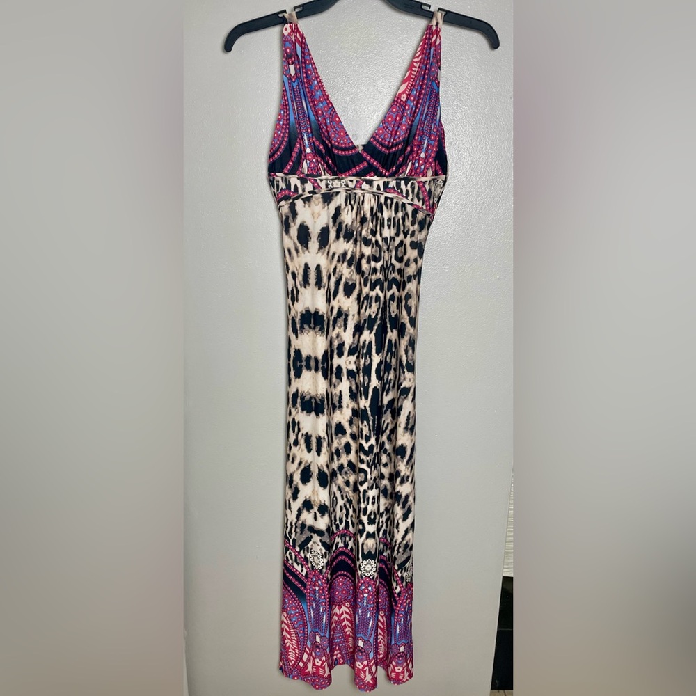 Floral and Leopard Print Maxi Dress
